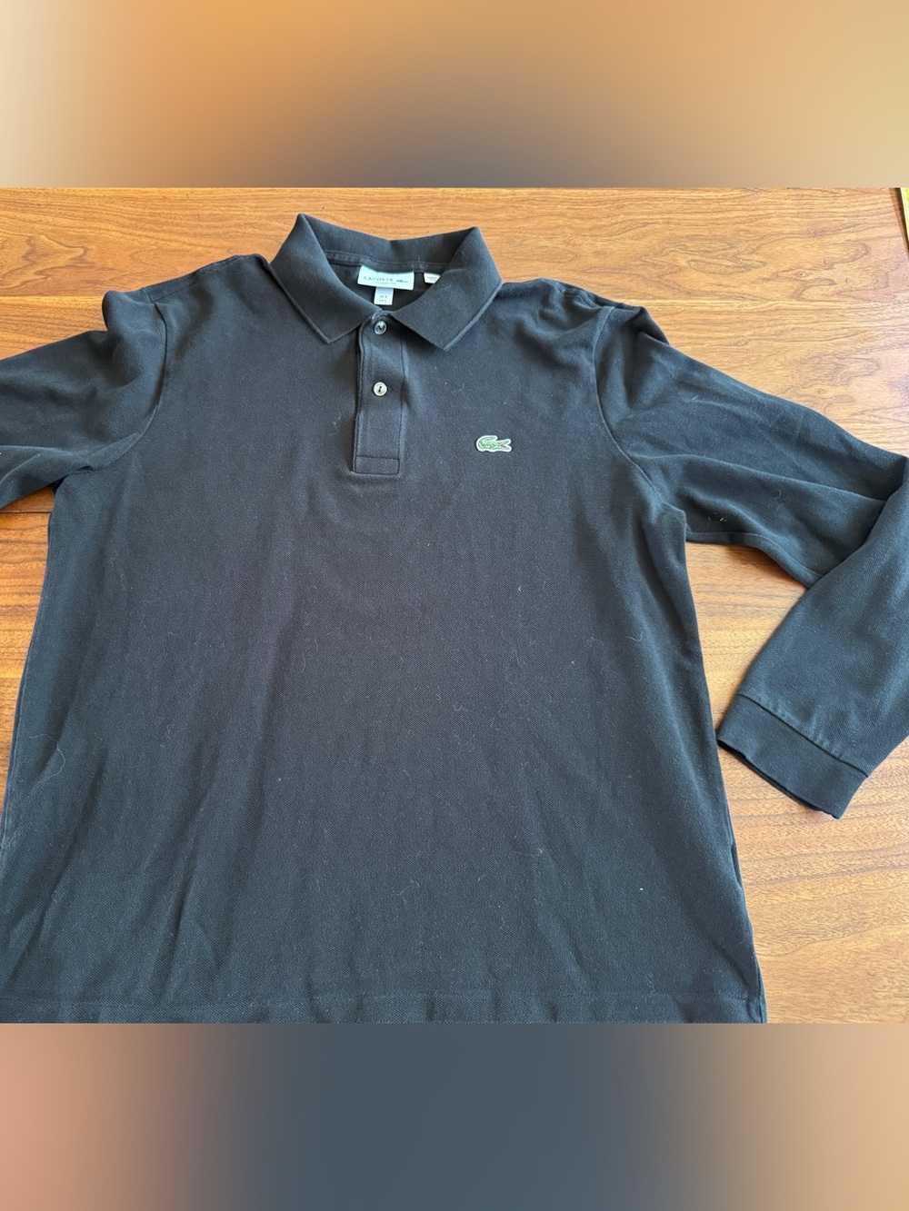 Lacoste Men’s Pique Cotton Long Sleeve Polo Shirt Sz L (Fr 5) Black GUC